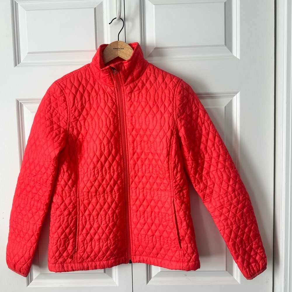 Lands’ End Red Quilted Jacket XS Lightweight Zip Coat